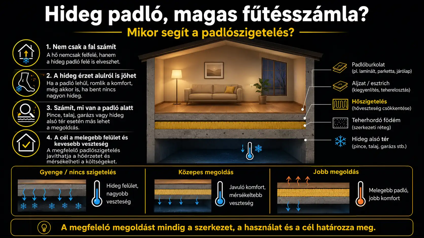 Hideg padló, magas fűtésszámla: mikor segít a padlószigetelés?